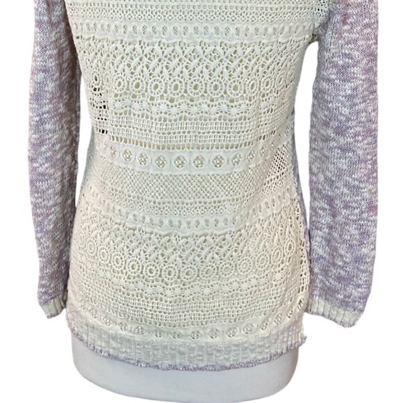 O'Neill Long Sleeve Variegated Knit Crochet Lace Back Pullover Sweater Medium - Picture 6 of 10